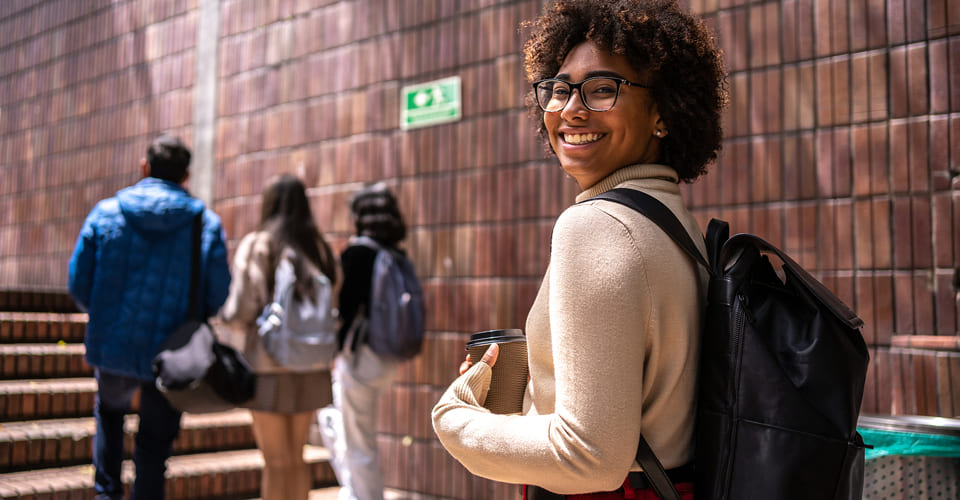 student walking